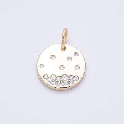 14K Gold Filled 18mm Clear CZ Dotted Round Pendant | Charms-01053