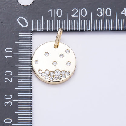 14K Gold Filled 18mm Clear CZ Dotted Round Pendant | Charms-01053