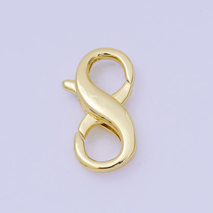 14K Gold Filled 18mm Double Opening Infinity Lobster Clasp Closure Finding in Gold &amp; Silver | Z1339