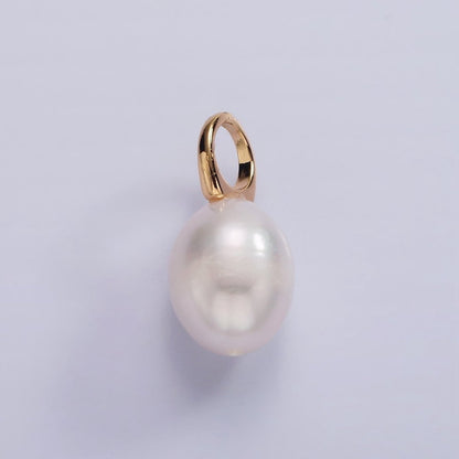 14K Gold Filled 18+mm Freshwater Pearl Button Drop Personalized Earring Charm | P-1627