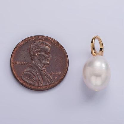 14K Gold Filled 18+mm Freshwater Pearl Button Drop Personalized Earring Charm | P-1627