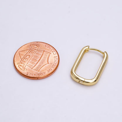 14K Gold Filled 18mm Oblong Minimalist Huggie Hoop Earrings | AE1101