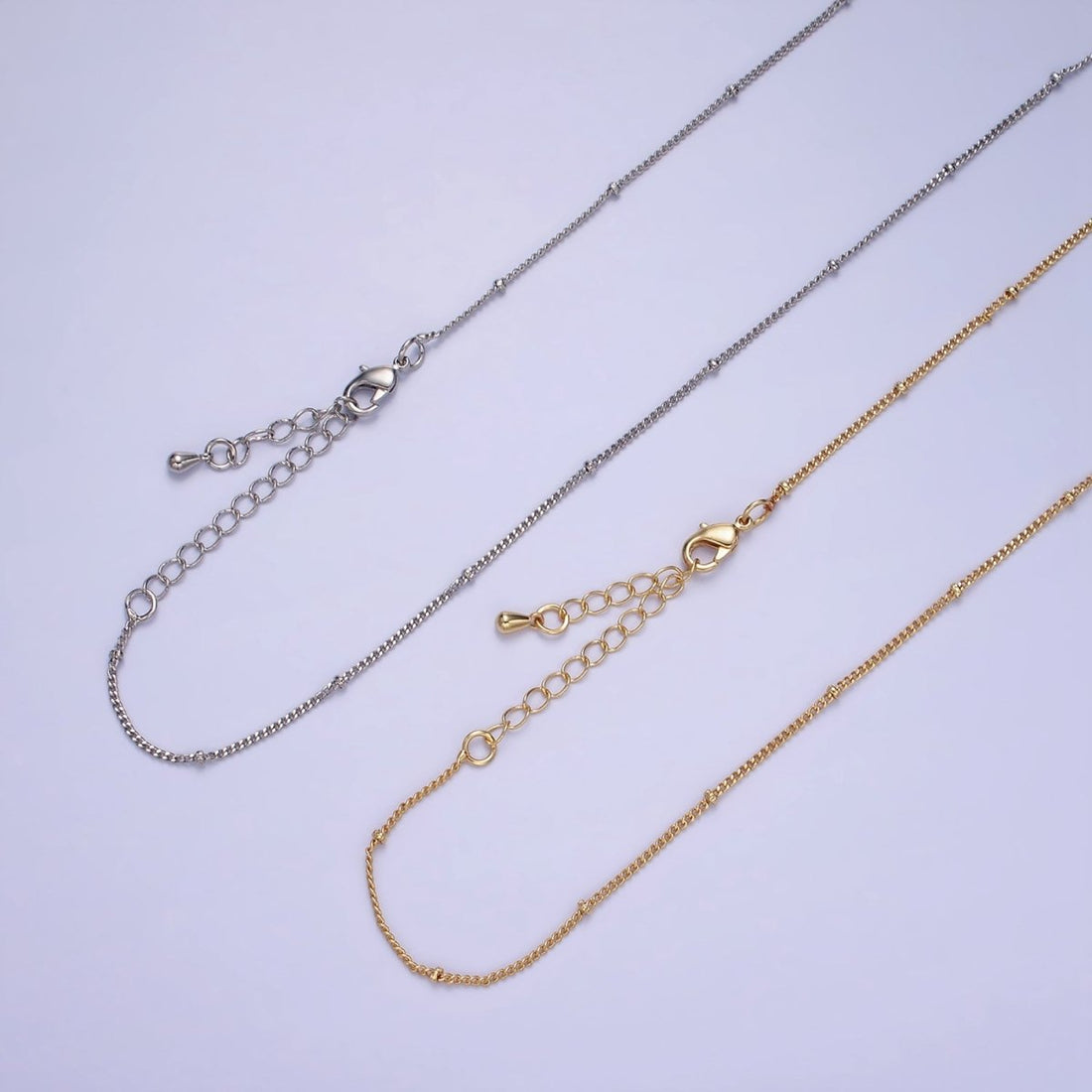 14K Gold Filled 1.8mm Satellite Curb Chain 17 Inch Necklace w. Extender in Gold &amp; Silver | WA-2455 WA-2456