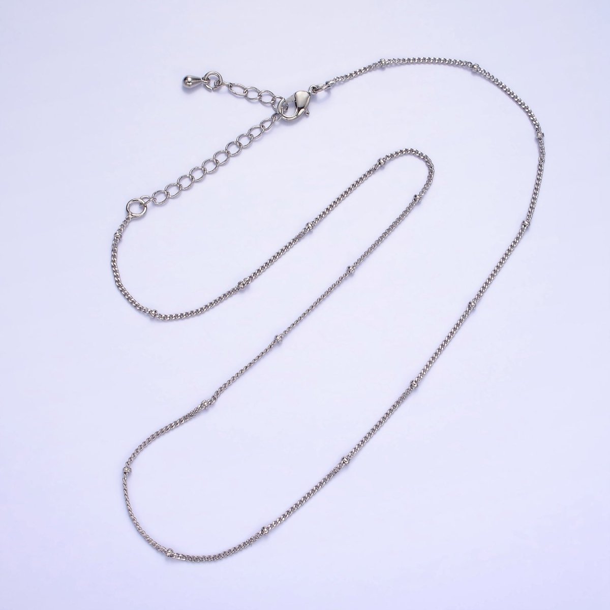 14K Gold Filled 1.8mm Satellite Curb Chain 17 Inch Necklace w. Extender in Gold &amp; Silver | WA-2455 WA-2456