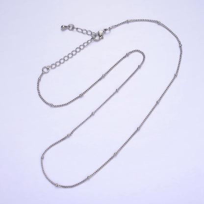 14K Gold Filled 1.8mm Satellite Curb Chain 17 Inch Necklace w. Extender in Gold &amp; Silver | WA-2455 WA-2456