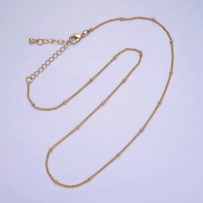 14K Gold Filled 1.8mm Satellite Curb Chain 17 Inch Necklace w. Extender in Gold &amp; Silver | WA-2455 WA-2456