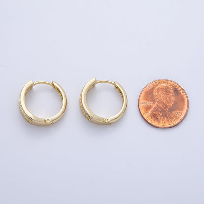 14K Gold Filled 18mm Triple Micro Paved CZ Huggie Earrings | Earrings-00091