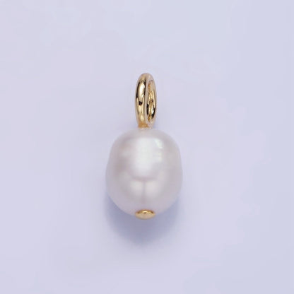 14K Gold Filled 18mm White Freshwater Pearl Oval Drop Pendant | P1725