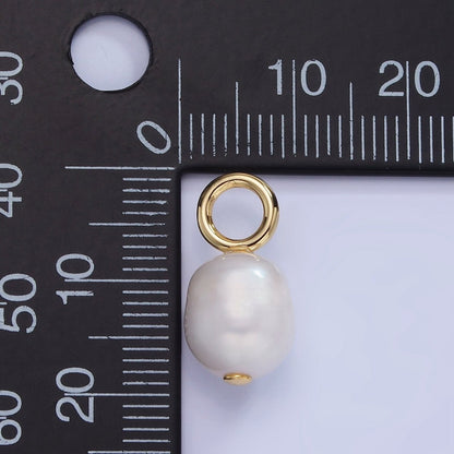 14K Gold Filled 18mm White Freshwater Pearl Oval Drop Pendant | P1725