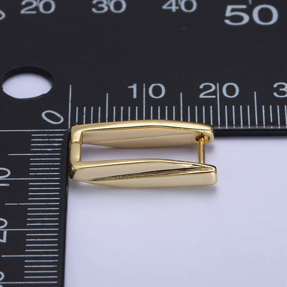 14K Gold Filled 19.5mm Rectangle Thin Lined Geometric Hoop Earrings | AB415