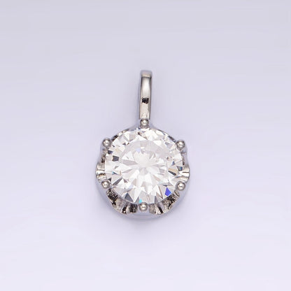 14K Gold Filled 19mm Green, Clear CZ Solitaire Pendant in Gold &amp; Silver | N1834 N1835