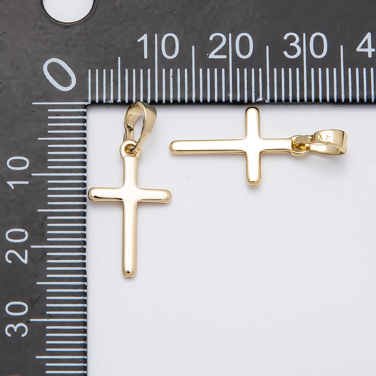 14K Gold Filled 19mm Minimalist Cross Religious Pendant | Charms-00517