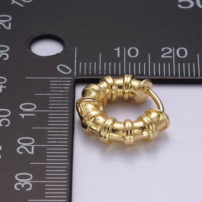 14K Gold Filled 19mm Minimalist Double Lined Chubby Huggie Earrings | AE942
