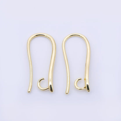 14K Gold Filled 19mm Minimalist Fish Hook Open Loop Earring Findings in Gold &amp; Silver | Z1333 Z1334