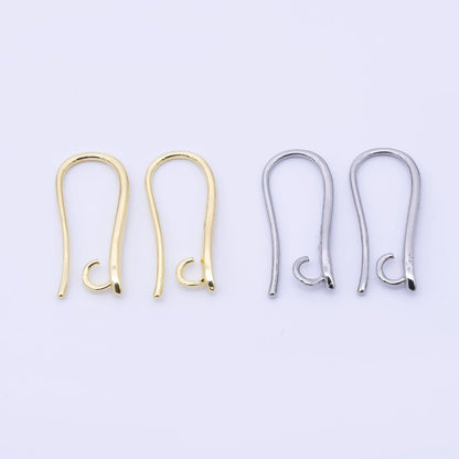 14K Gold Filled 19mm Minimalist Fish Hook Open Loop Earring Findings in Gold &amp; Silver | Z1333 Z1334
