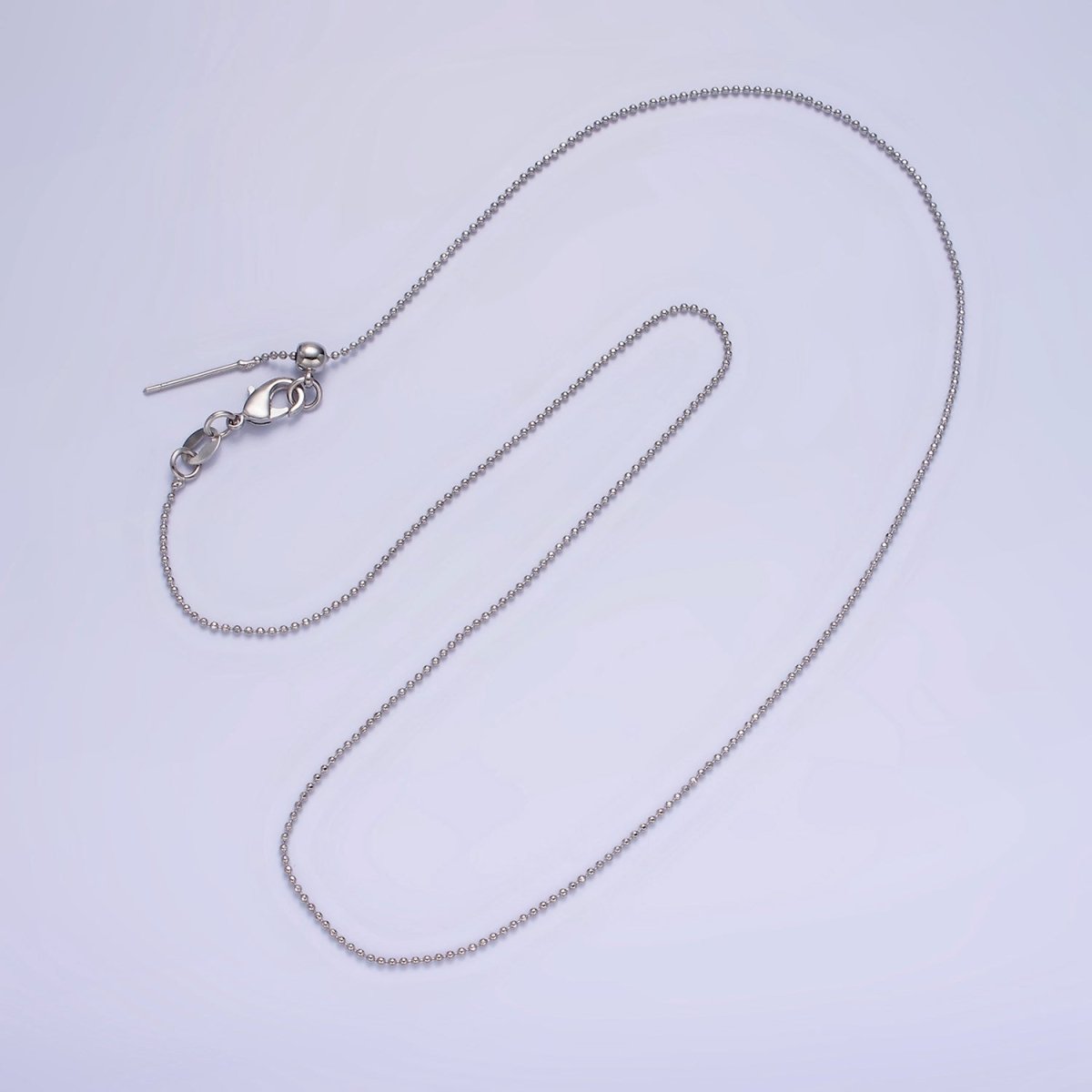 14K Gold Filled 1mm Bead Chain 17.5 Inch Needle Slider Necklace in Gold &amp; Silver | WA-2426 WA-2427