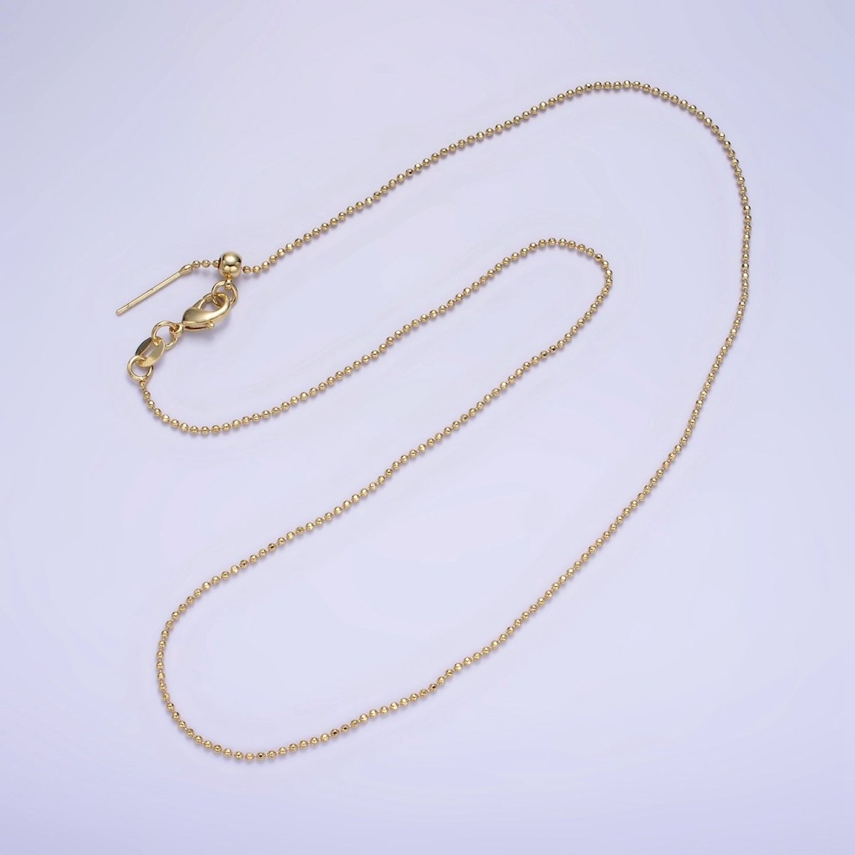 14K Gold Filled 1mm Bead Chain 17.5 Inch Needle Slider Necklace in Gold &amp; Silver | WA-2426 WA-2427