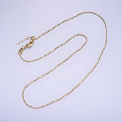 14K Gold Filled 1mm Bead Chain 17.5 Inch Needle Slider Necklace in Gold &amp; Silver | WA-2426 WA-2427