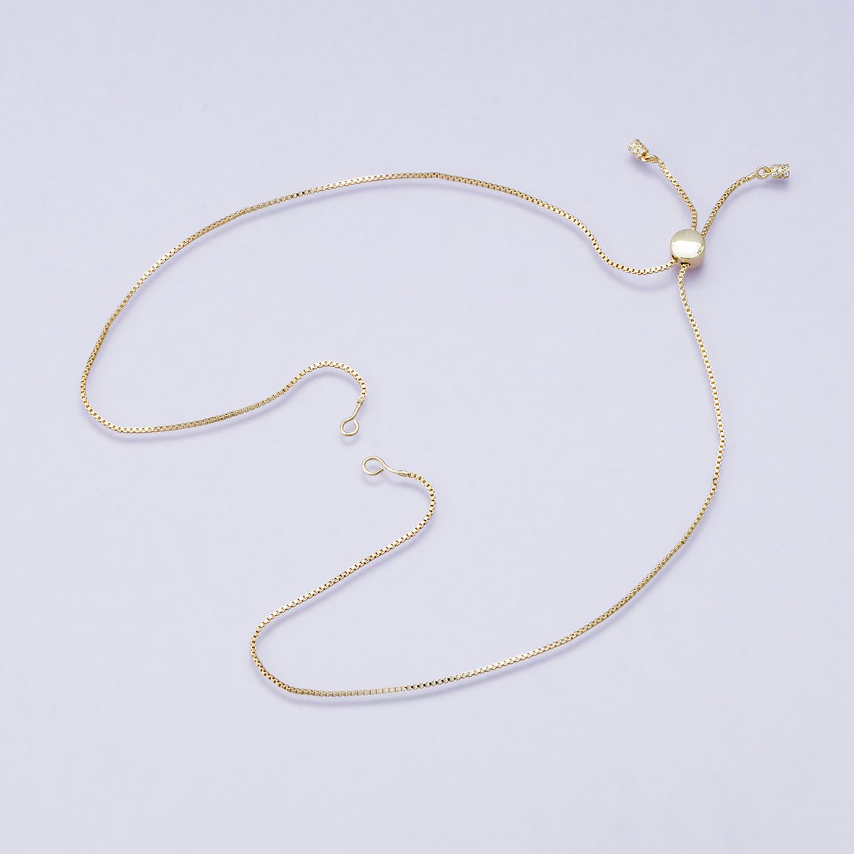 14K Gold Filled 1mm Box Chain Bolo Slider Adjustable 19 Inch Necklace | WA-04200