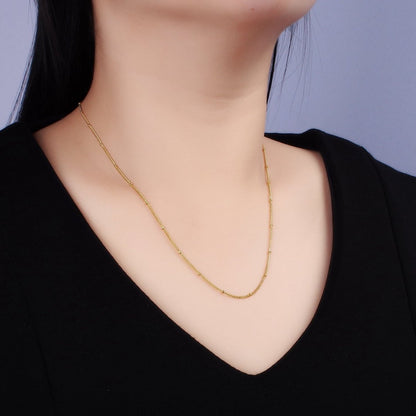 14K Gold Filled 1mm Curb Satellite Chain 18 Inch Necklace w. Extender | WA-2432