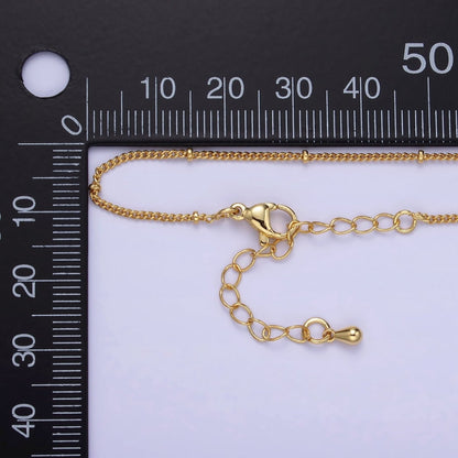 14K Gold Filled 1mm Curb Satellite Chain 18 Inch Necklace w. Extender | WA-2432