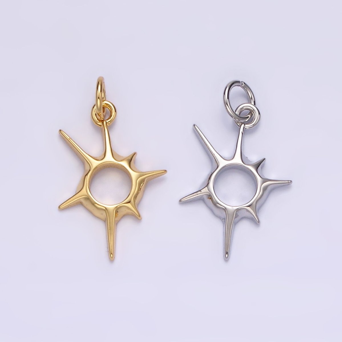 14K Gold Filled 20mm, 30mm Open Abstract Celestial Sun Ray Charm in Gold &amp; Silver N-1108 N-1109 N-1116 N-1117
