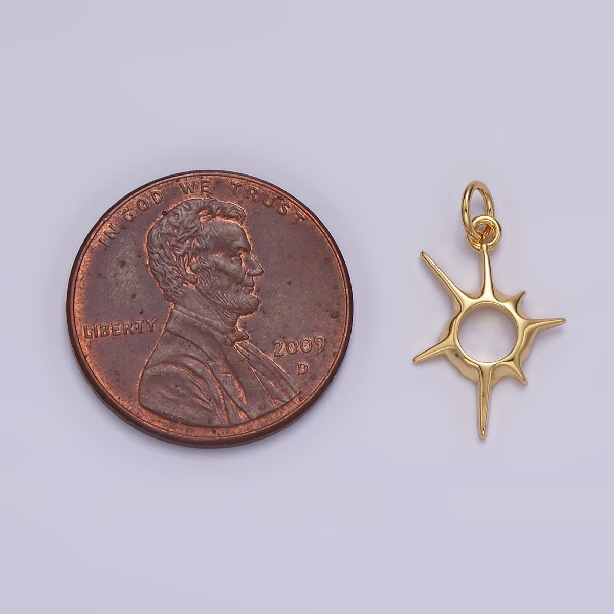 14K Gold Filled 20mm, 30mm Open Abstract Celestial Sun Ray Charm in Gold &amp; Silver N-1108 N-1109 N-1116 N-1117