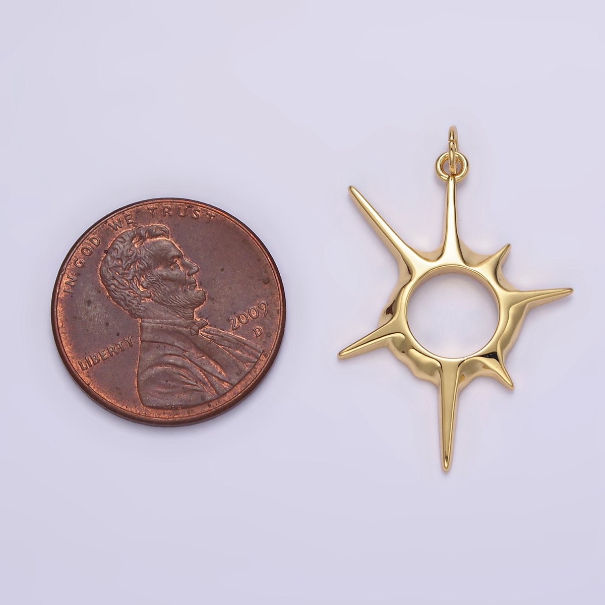 14K Gold Filled 20mm, 30mm Open Abstract Celestial Sun Ray Charm in Gold &amp; Silver N-1108 N-1109 N-1116 N-1117