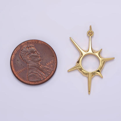 14K Gold Filled 20mm, 30mm Open Abstract Celestial Sun Ray Charm in Gold &amp; Silver N-1108 N-1109 N-1116 N-1117