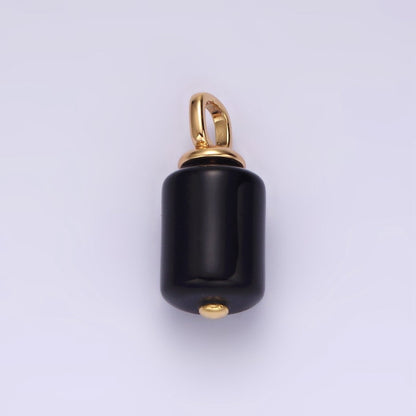 14K Gold Filled 20mm Black Onyx Tube Pendant | N1992