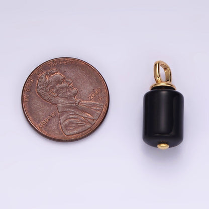 14K Gold Filled 20mm Black Onyx Tube Pendant | N1992