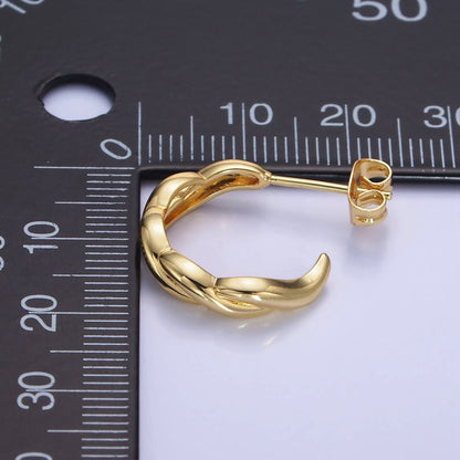 14K Gold Filled 20mm Braided C-Shaped Hoop Earrings | AB1320