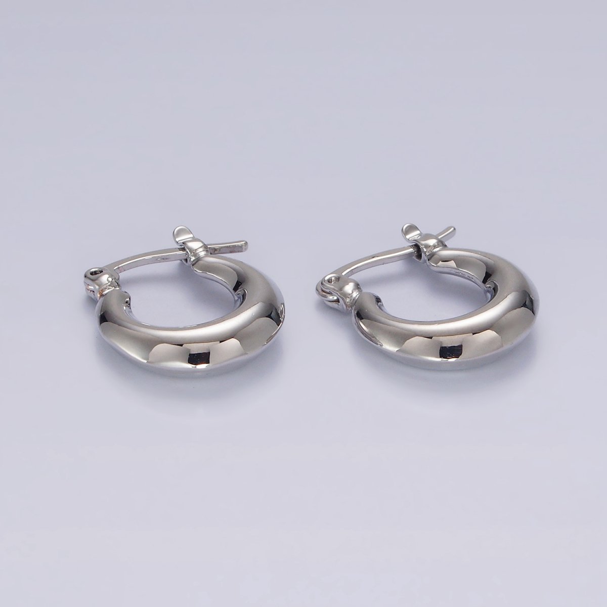 14K Gold Filled 20mm Chubby U-Curved Latch Hoop Earrings in Gold &amp; Silver | AE751