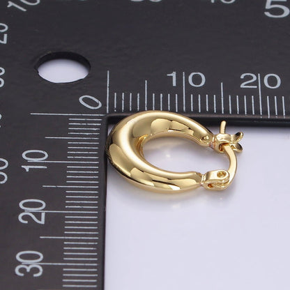 14K Gold Filled 20mm Chubby U-Curved Latch Hoop Earrings in Gold &amp; Silver | AE751