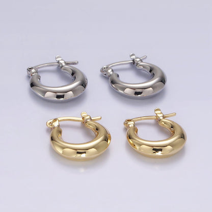 14K Gold Filled 20mm Chubby U-Curved Latch Hoop Earrings in Gold &amp; Silver | AE751