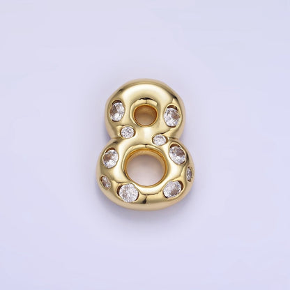 14K Gold Filled 20mm Clear CZ Chubby Balloon Number Numerical Pendant | AG775 - AG779
