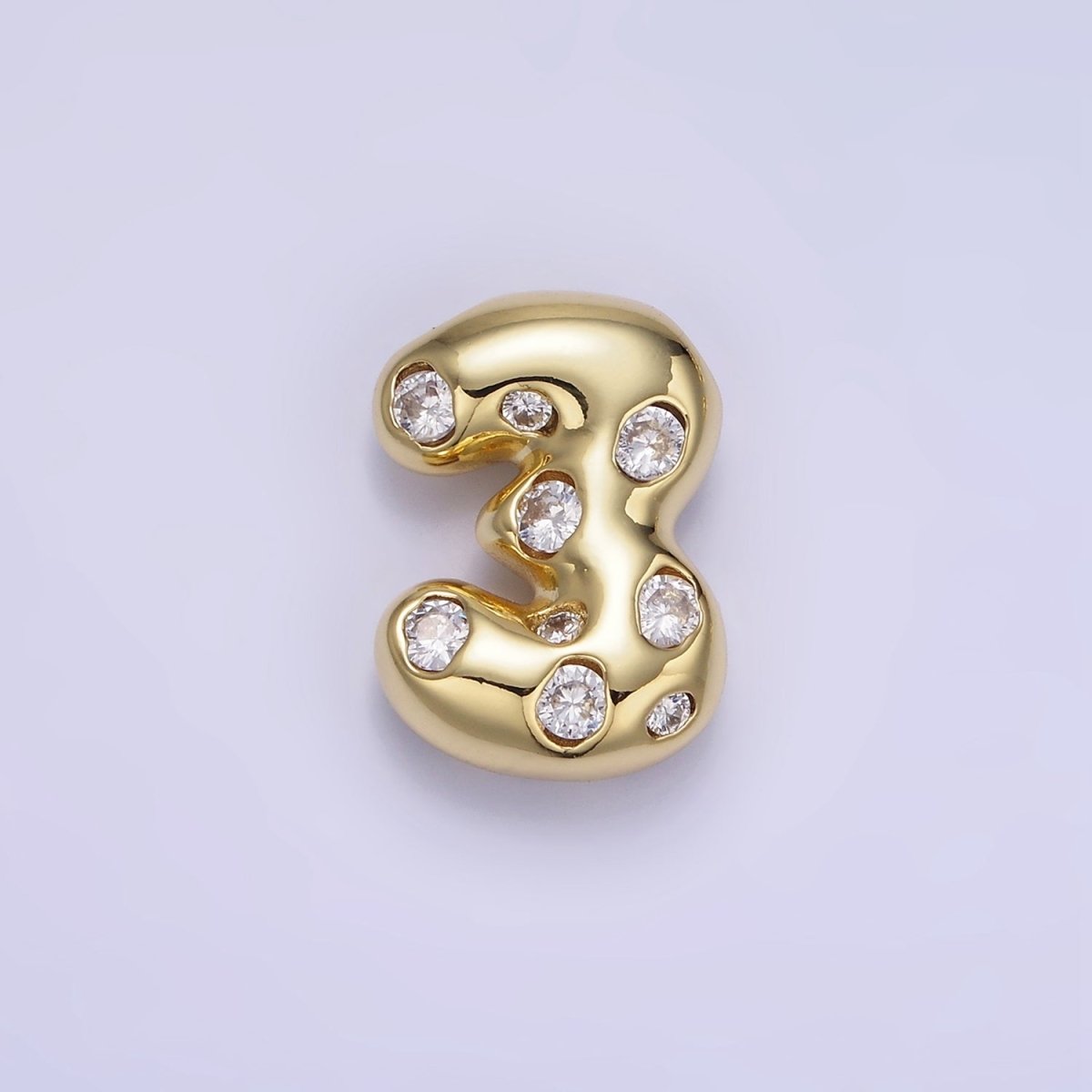 14K Gold Filled 20mm Clear CZ Chubby Balloon Number Numerical Pendant | AG775 - AG779