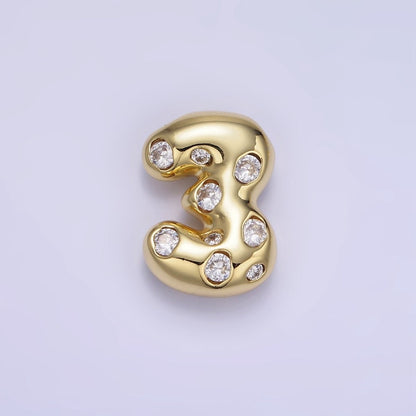 14K Gold Filled 20mm Clear CZ Chubby Balloon Number Numerical Pendant | AG775 - AG779