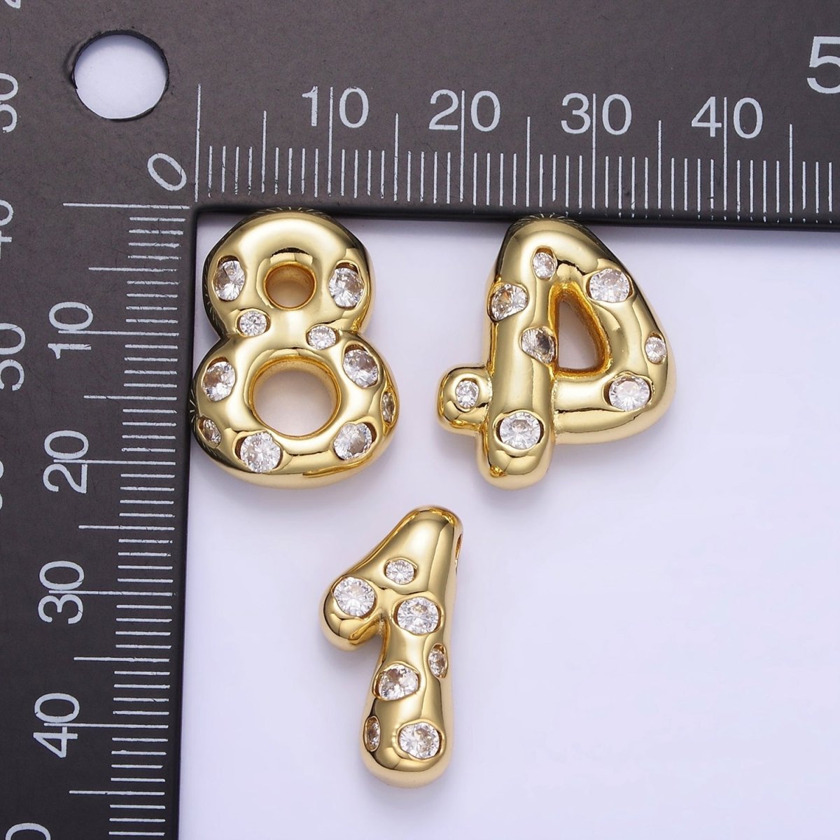 14K Gold Filled 20mm Clear CZ Chubby Balloon Number Numerical Pendant | AG775 - AG779