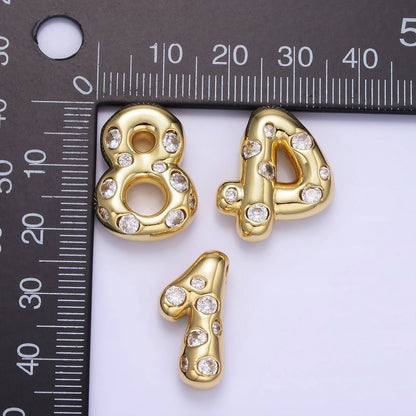 14K Gold Filled 20mm Clear CZ Chubby Balloon Number Numerical Pendant | AG775 - AG779