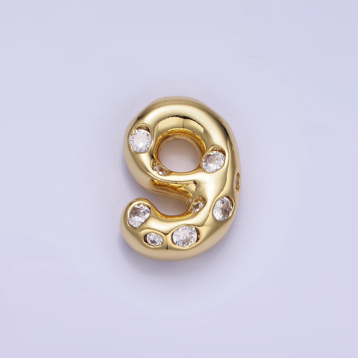 14K Gold Filled 20mm Clear CZ Chubby Balloon Number Numerical Pendant | AG775 - AG779