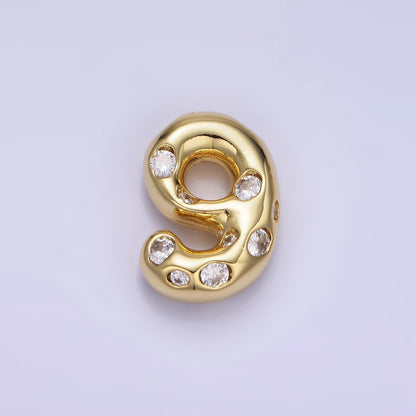 14K Gold Filled 20mm Clear CZ Chubby Balloon Number Numerical Pendant | AG775 - AG779