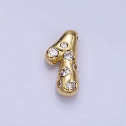 14K Gold Filled 20mm Clear CZ Chubby Balloon Number Numerical Pendant | AG775 - AG779