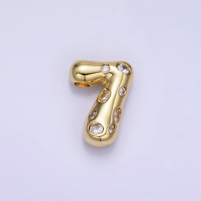 14K Gold Filled 20mm Clear CZ Chubby Balloon Number Numerical Pendant | AG775 - AG779