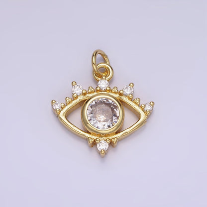 14K Gold Filled 20mm Clear CZ Open Evil Eye Charm | AG-641