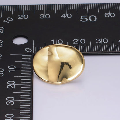 14K Gold Filled 20mm Dented Abstract Oval Minimalist Stud Earrings in Gold &amp; Silver | AE365 AE366