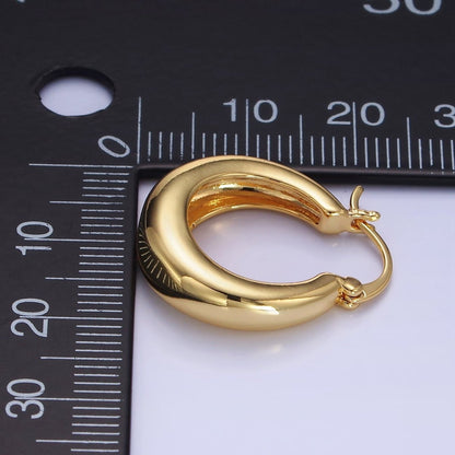 14K Gold Filled 20mm Dome Minimalist Latch Hoop Earrings in Gold &amp; Silver | AB1338 P482