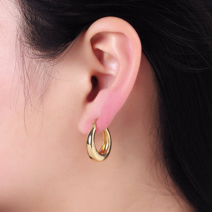 14K Gold Filled 20mm Dome Minimalist Latch Hoop Earrings in Gold &amp; Silver | AB1338 P482