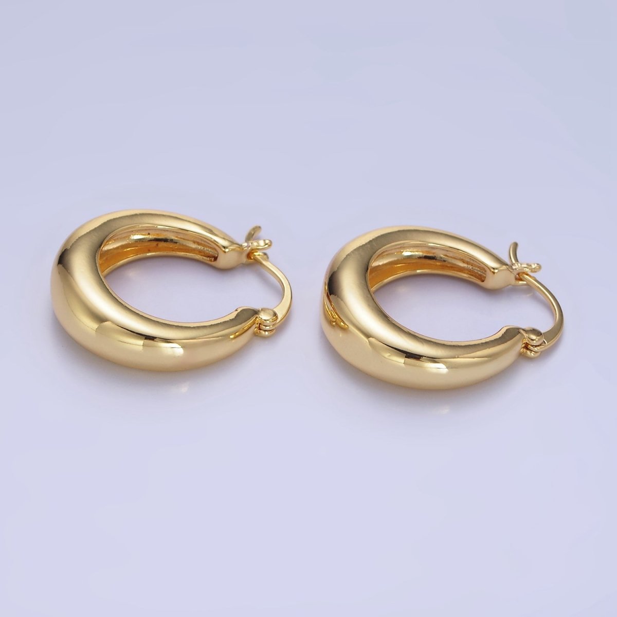 14K Gold Filled 20mm Dome Minimalist Latch Hoop Earrings in Gold &amp; Silver | AB1338 P482