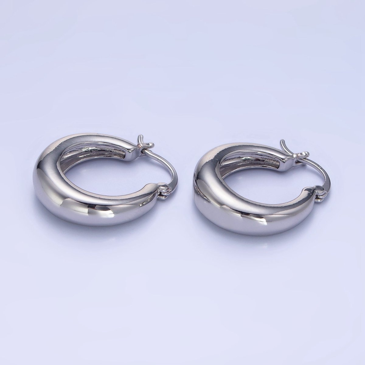 14K Gold Filled 20mm Dome Minimalist Latch Hoop Earrings in Gold &amp; Silver | AB1338 P482